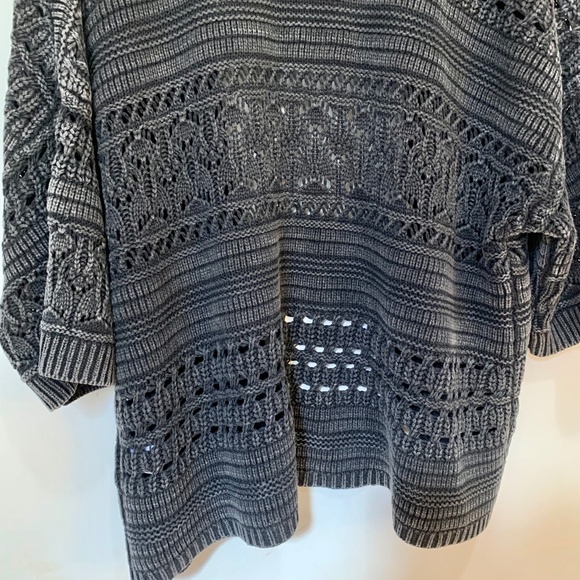 Lucky Brand Dark Acid Wash Open Front Crochet Cardigan Size Small - Picture 9 of 15